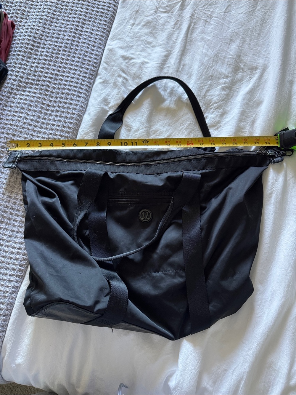 lululemon athletica Black Duffel Tote with Front Zip Pocket